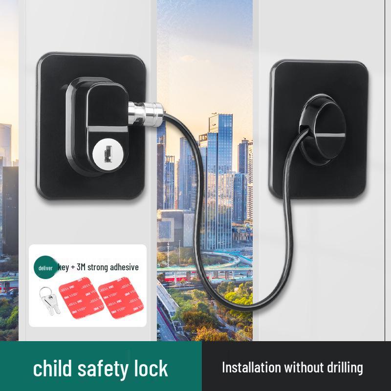 Anti-Theft Child Safety Lock for Outward Opening Windows and Doors - No-Drill Sliding Latch Limiter
