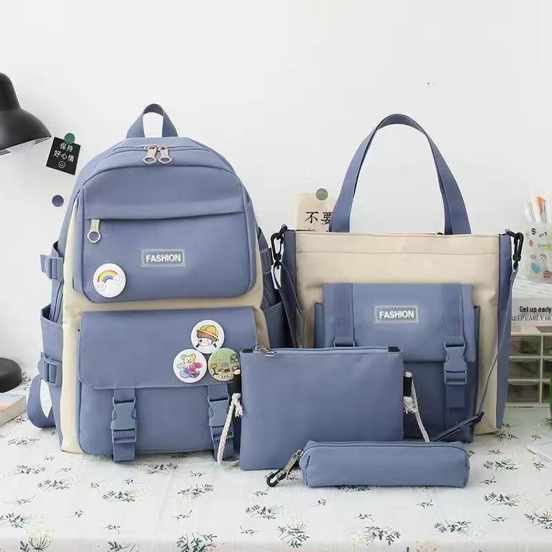 Stylish Korean Style Backpack Set for School: Large Capacity Fashion Shoulder Bag for Girls
