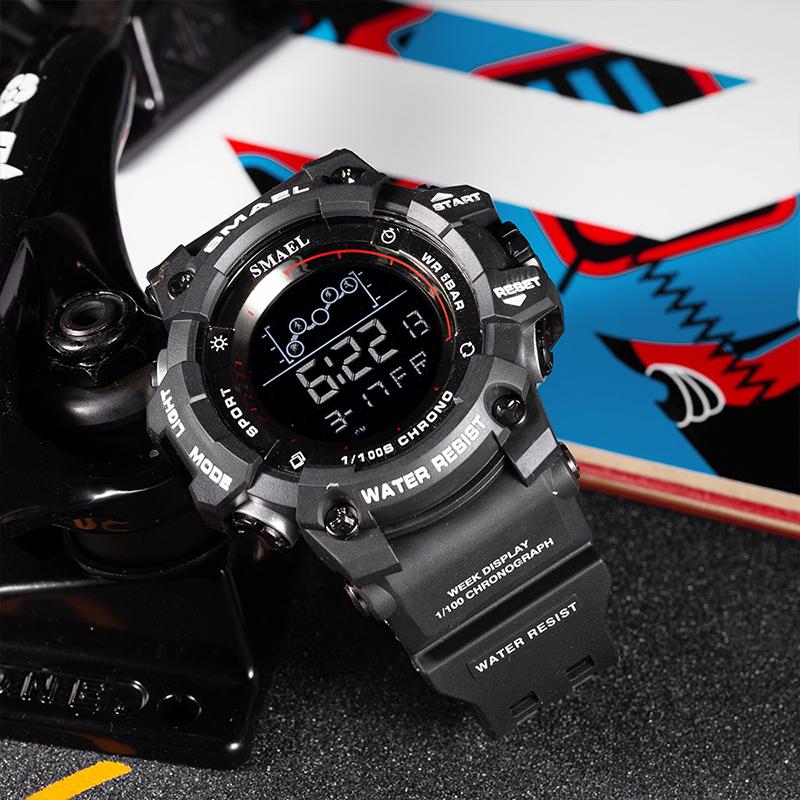 SMAEL Digital Watch 8082  Colorful Sport 3BAR Water Resistant Alarm Stop Watch Square Plastic Case Shock Resistant