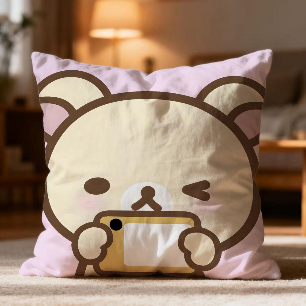 Fashion R-RRilakkuma Cushion Cover Soft Washable Pillow Case Multi-Scene for Couch Bed Travel Office Use