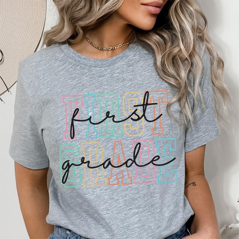 Hello First Grade Personalized Trendy Printed Hoodie Casual Loose T-Shirts Women’s