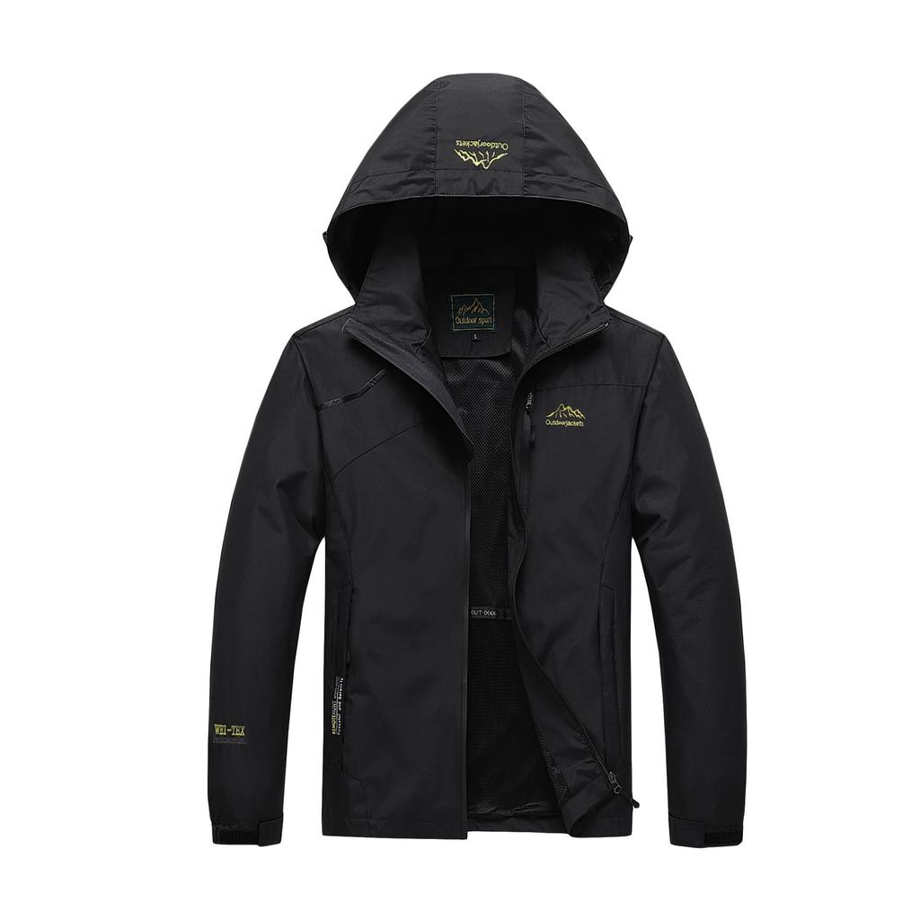 Unisex Spring & Autumn Windbreaker: Waterproof, Breathable Hooded Jacket for Hiking & Mountaineering.