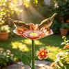 Metal Flower Garden Stake Bee Watering Station Outdoor Bird Bath Butterfly Water Feeder with Stake for Garden Pollinators Birds Yard Patio Decor