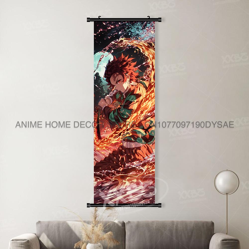 Anime demonenmoordenaar: Kimetsu No Yaiba Woondecoratie Muurkunst Hangend Schilderen Canvasprint Posters Kamado Tanjirou Poster (as the picture,40x120cm(16x48inch))