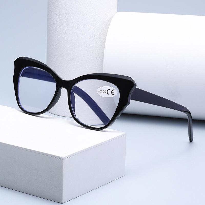 Cat Eye Reading Glasses for Women Fashionable Trendy Prescription Eyewear Anti Blue Light hyperopia Correction Eyeglass +1+1.5+2