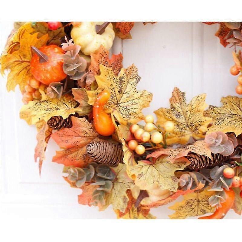 Artificial Fall Wreath With Pumpkin Bell And Berries For Halloween