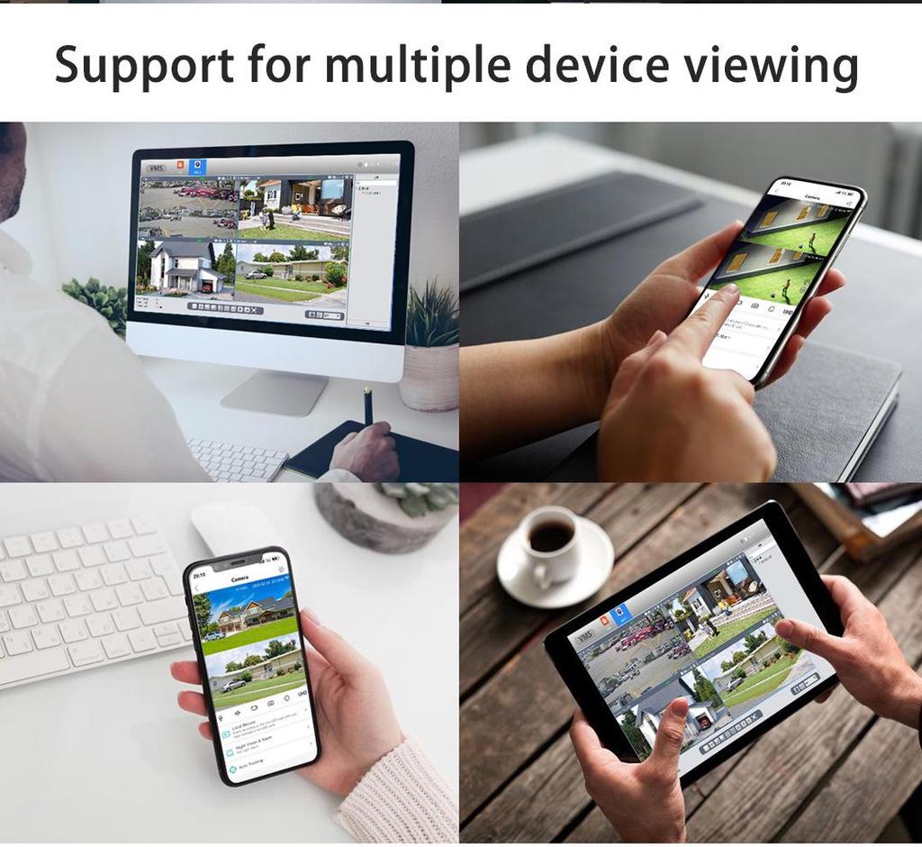 Wireless PTZ Camera with Triple Lens & Screen for Home Network Monitoring