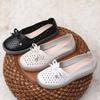 Fashion Genuine Leather Shoes Hollow Out Women Ballet Flats Summer Women's Solid Soft Bottom Shoes Woman Slip on Loafers