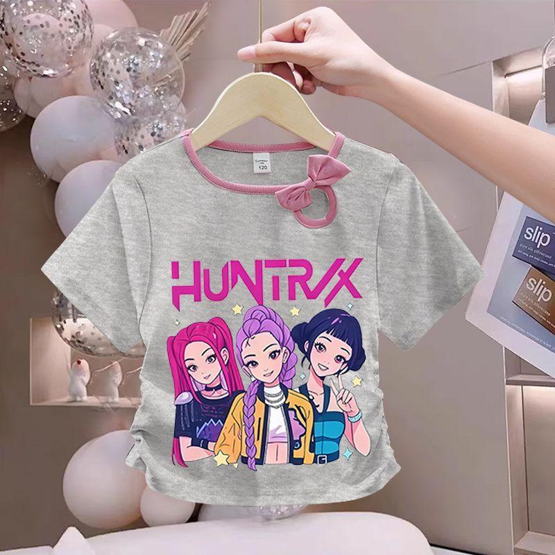 Girls' Fashionized Witch-Hunting Girl Group Top - Summer Children's Round-neck Short-sleeved Pure Cotton T-shirt