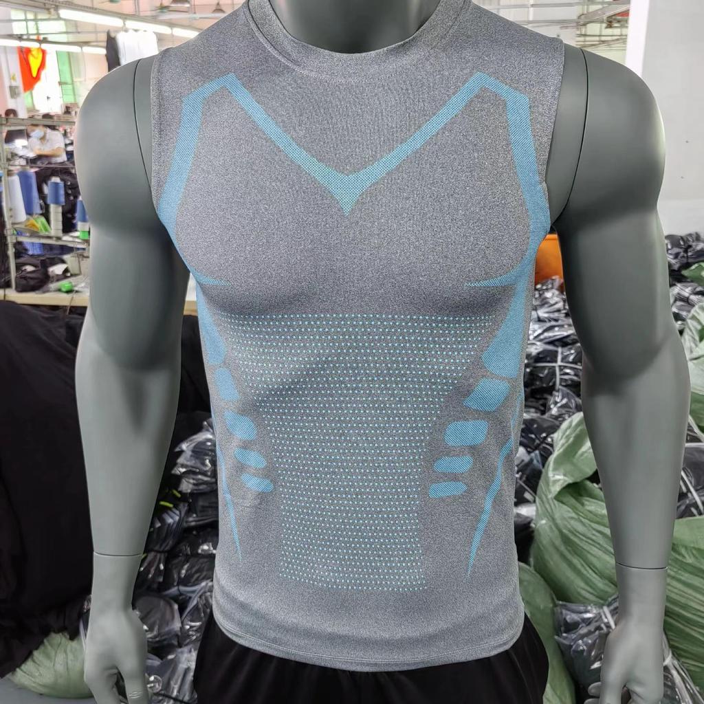 Herren Schnelltrocknendes Eisseiden Ärmelloses Sport T-Shirt für Outdoor Basketball Fitness