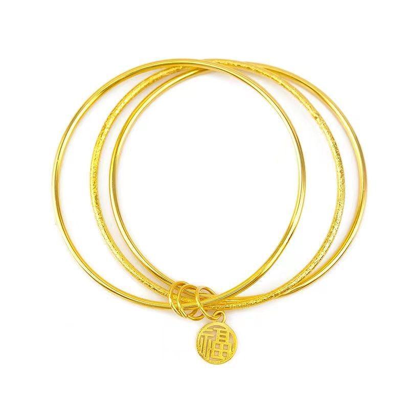 Shajin Jewelry Lotus Pod Bangle: Three Lives, Three Worlds Fu Character - Luxury Women's Imitation Gold Accessory.
