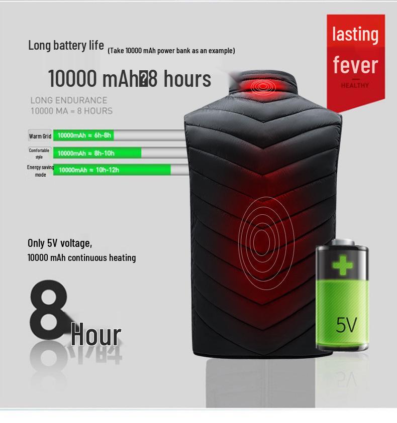 Vyhřívaná vesta se stojáčkem s USB nabíjením pro stálé teplo