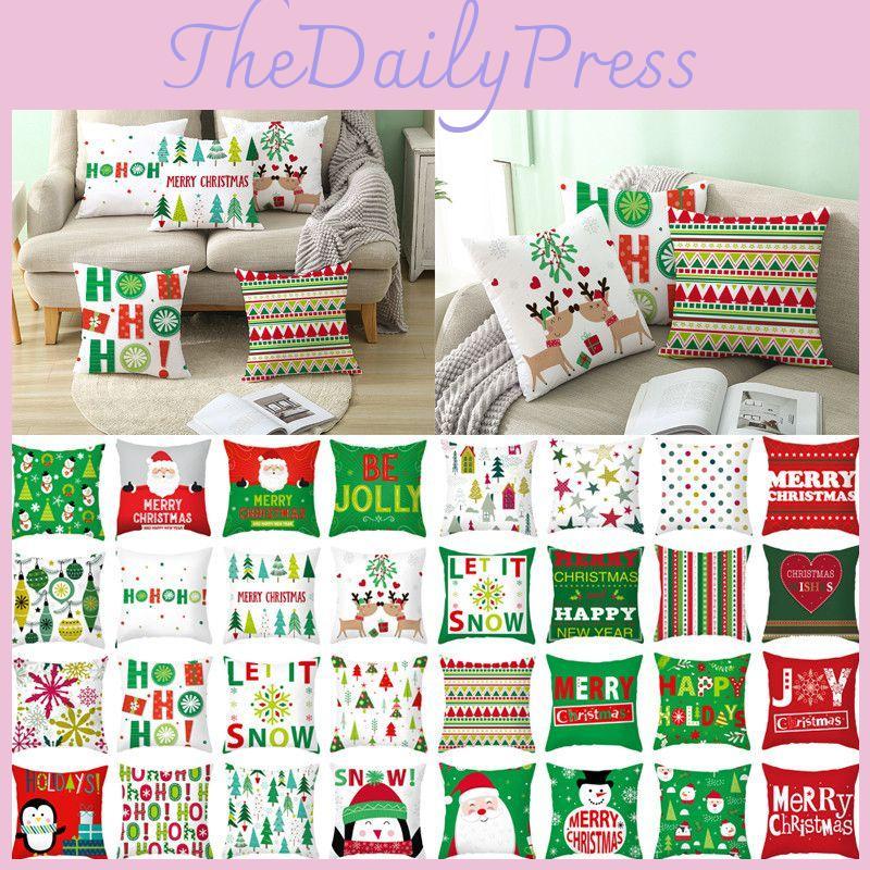Festive 18 Inch Merry Christmas Cushion Cover Showcasing Cheerful Santa Claus Motif