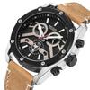 Megir Official Quartz Men Watches Fashion Genuine Leather Chronograph Military Watch Clock Men Relogio Masculino Erkek Kol Saati
