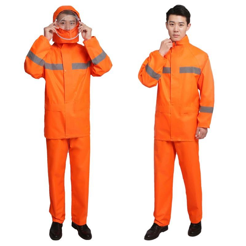 Reflective Rain Jacket & Pants Set for Outdoor Traffic and Sanitation