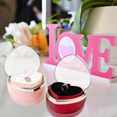 Yousheng Heart Shape Ring Box Preserved Flower Rose Ring Case Velvet Interior Jewelry Gift Box for Wedding Anniversary