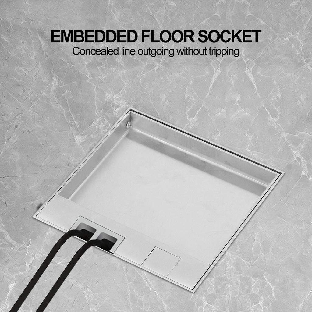 Embedded Socket Box Stainless Steel Dual Outlets Universal Desktop Floor Power Socket AC250V 4000W
