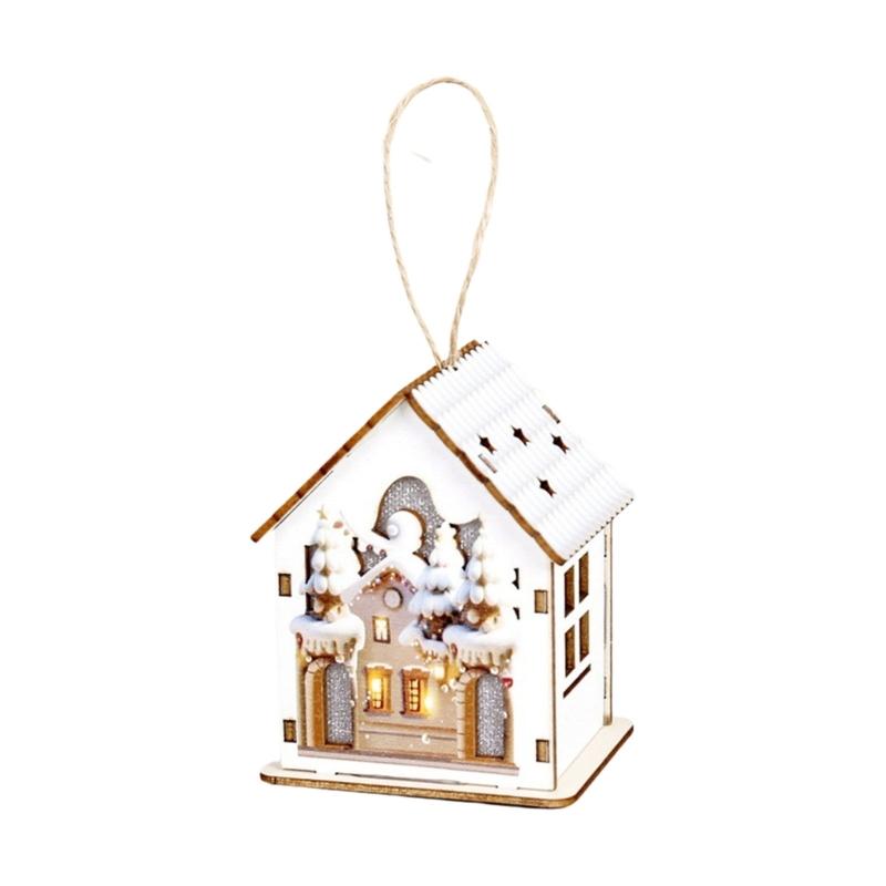 

Illuminated Wooden Cottage Ornament Christmas Tree Hanging Decoration For Mantels Door Window Holiday Party Decoration