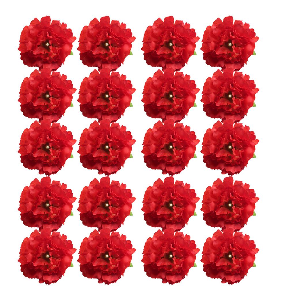 20 Piece Silk Artificial Flowers Rose Heads Fabric Roses Decorative Flower Wedding Party