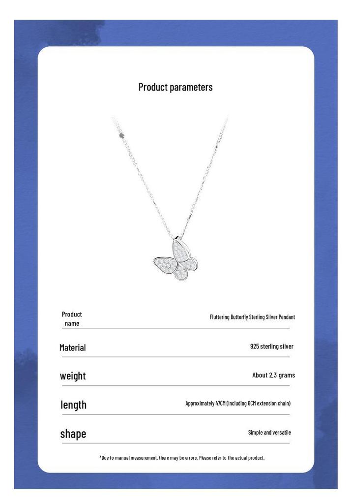 S925 Sterling Silver Diamond Butterfly Necklace - Women's Elegant Fairy Clavicle Chain Birthday Gift.