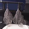 Retro Women's Baroque Style Cluster Hollow Leaves Tassels Hook Dangle Earrings