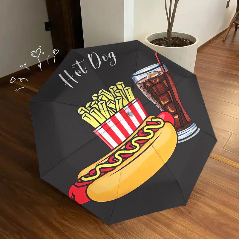 1pc Hot DogFast Food Themed High-quality Umbrella,Automatic Opening and Closing Umbrella,Multi-functional Umbrella G0811273