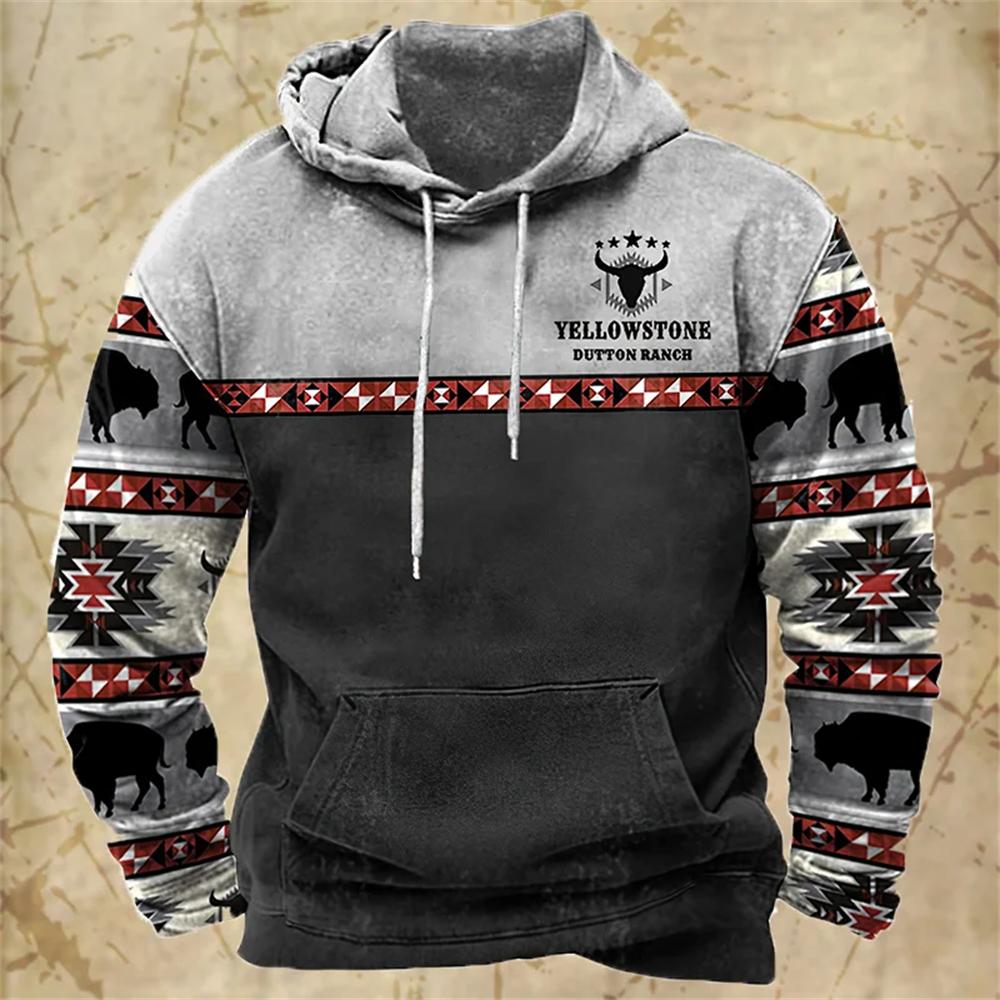 Vintage Contrasting Yellowstone Graphic 3d Print Hoodie Autumn Long Sleeve Man Hooded Sweatshirt Oversized Men Hoodies