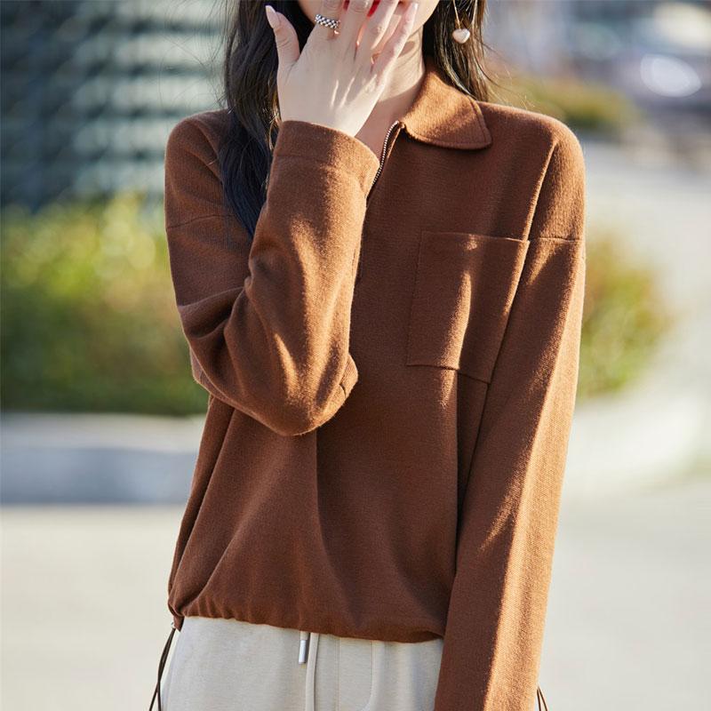 Dámský kašmírový svetr Qinghe kašmír 50% vlna 50% hedvábí Dámský podzimní a zimní kašmírový svetr měkký a teplý