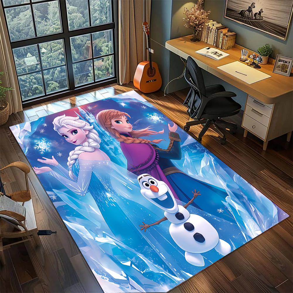 Elsa and Anna: Frozen Rug Carpet Large Area Rug Non Slip Washable Floor Mat Gamer Room Bedroom Home Decor