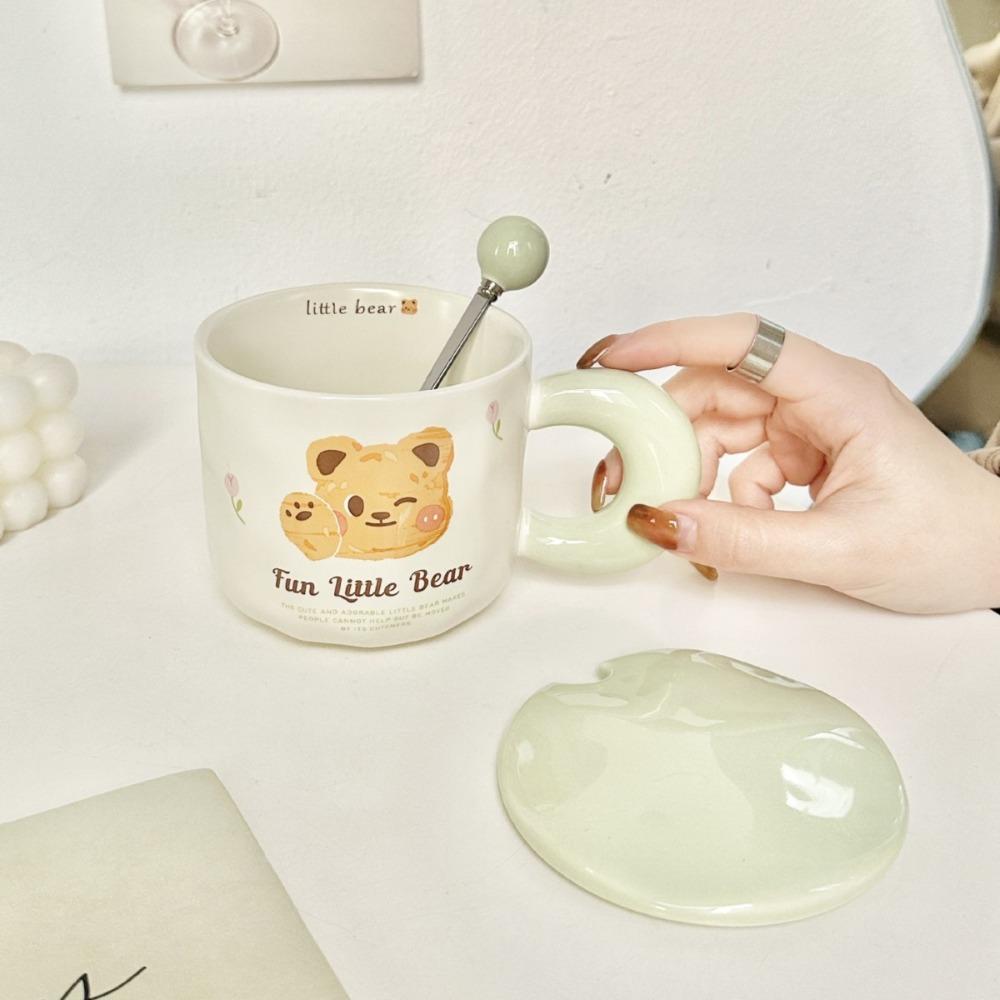 High-value bear mug, girl couple water cup, birthday gift, souvenir, office real ceramic cup