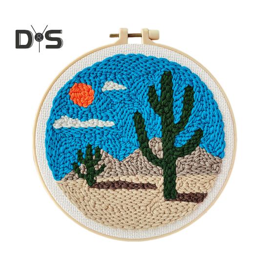 

Набор для вышивания иглой для начинающих, простая в использовании игла для вышивания иглой с узорами, пряжа, пяльцы, набор для начинающих, подарок для взрослых D