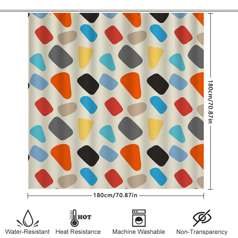 Vintage Style Shower Curtain with Pink and Orange Stars Decorative Waterproof Fabric for Bathroom Decoration Size: 72 X 72 Inche