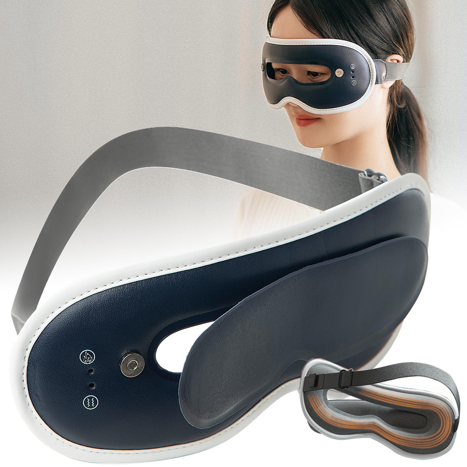 

Beemyi Hot Eye USB 3 Heating Modes 7 Vibration Modes Cool Eye Adjustable Light Sleeping Eye Mask with Perfect Gift for Respect for the Aged Business