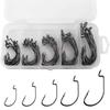 Small Five Grid Box Set Of 51 Crank Hooks, Black Nickel Fishing Hooks, Fishing Gear, Bait, And Hooks