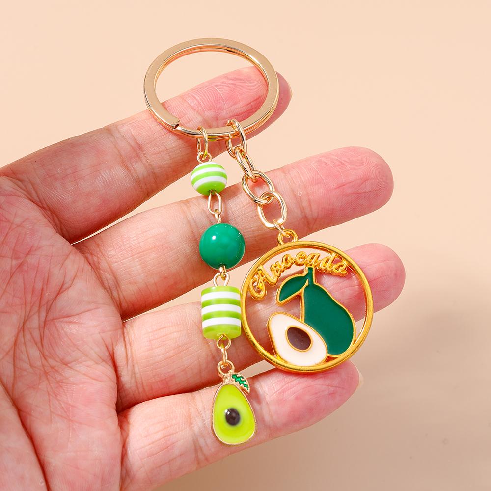 New Enamel Avocado Cherry Keychain Women Girls Fruit Key Ring Pendants for Handbag Decor DIY Key Chain Gifts