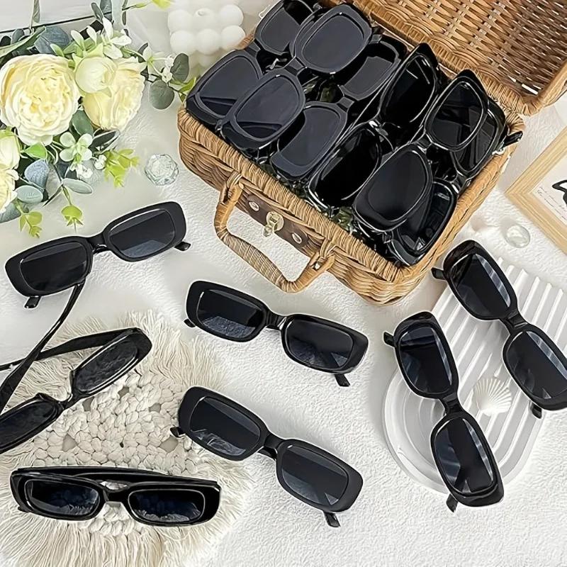 2PCS Retro Square and Rectangular Glasses Suitable for Women -90s Style Plastic Glasses Accessories
