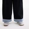Girls' Corduroy Plaid Cuffed Wide-Leg Pants