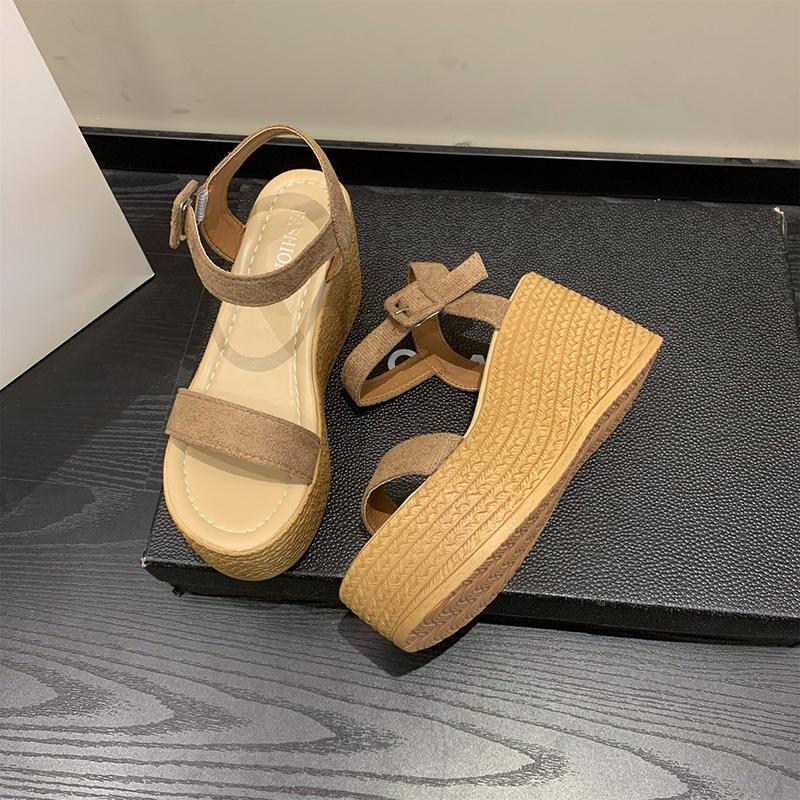 WTEMPO Dámské sandály se silnou podrážkou semišové přezka a šikmé podpatky příležitostné všestranné sandály proti skluzu dropshipping velkoobchod