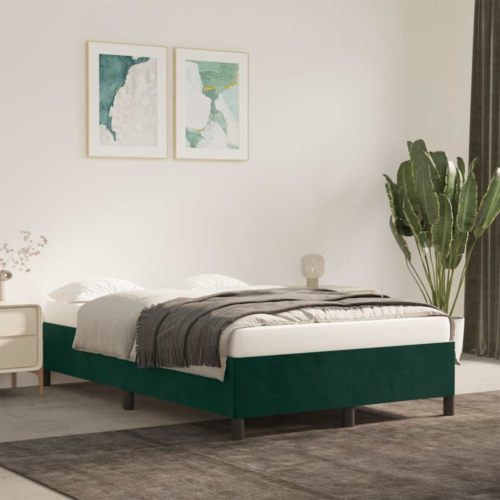 Bed Frame without Mattress Dark Green 120 x 190 cm Velvet
