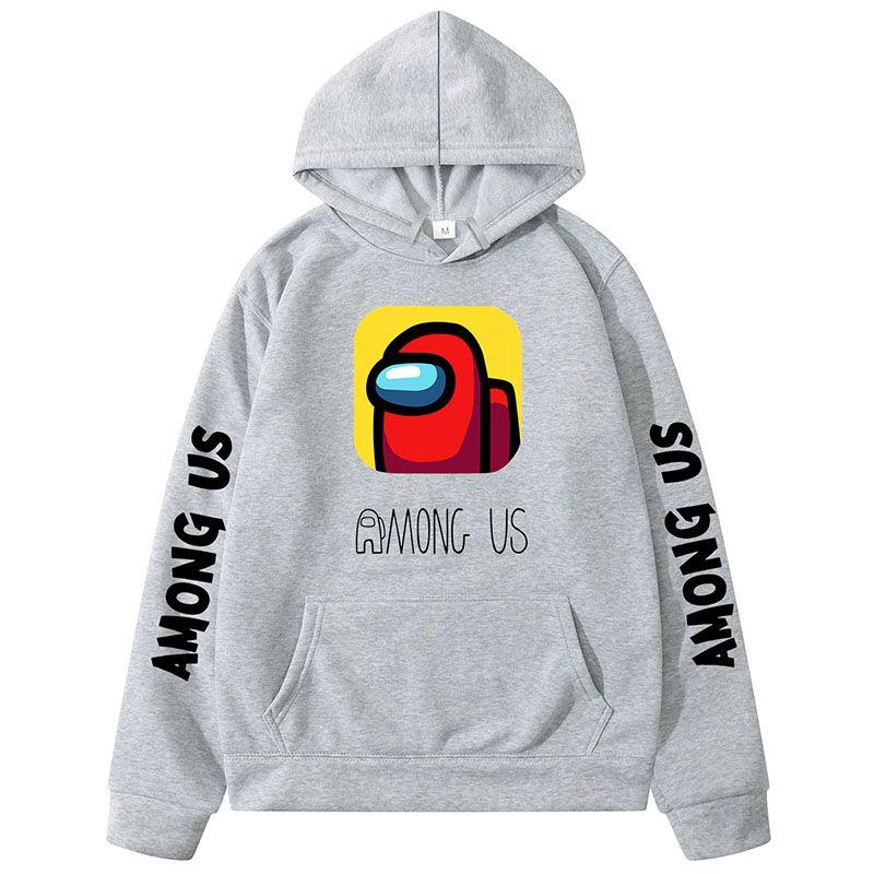 

Спорт Amongus Хип-хоп Худи Пуловер Джемпер Свитер Рубашка Уличная одежда Толстовка M серый