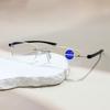 Retro Reading Glasses For Men Women Rimless Design Women'S Presbyopic Glasses Blue Light Blocking Metal Legs