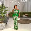 Summer New European and American Plus-size African Women's Printed Dress, Fashionable and Elegant Long Bodycon Skirt