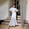European and American New Women's Clothing Summer French Temperament Slim-fitting Splicing A-word Dress Long Dress