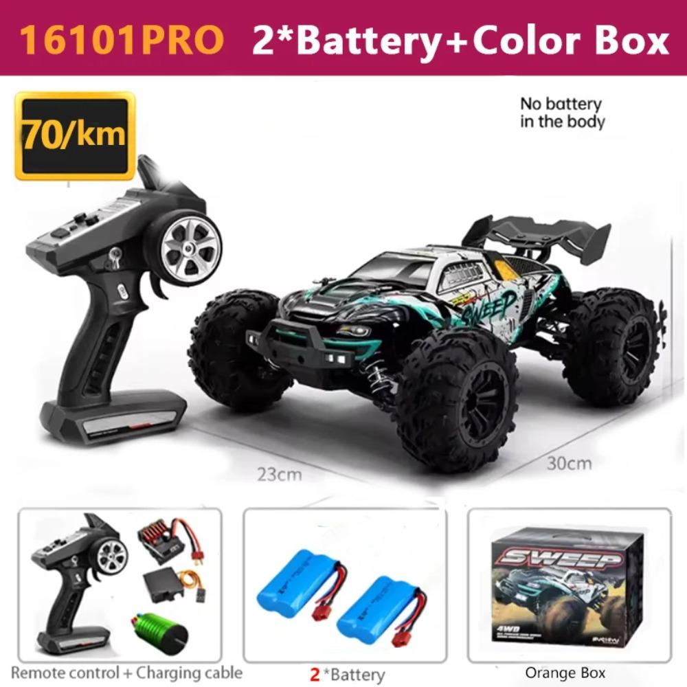 SCY 1:16 4WD RC Car 70KM/H Or 50KM/H With LED Light 2.4G Remote Control Cars High Speed Drift Monster 4x4 Truck for Children Gif