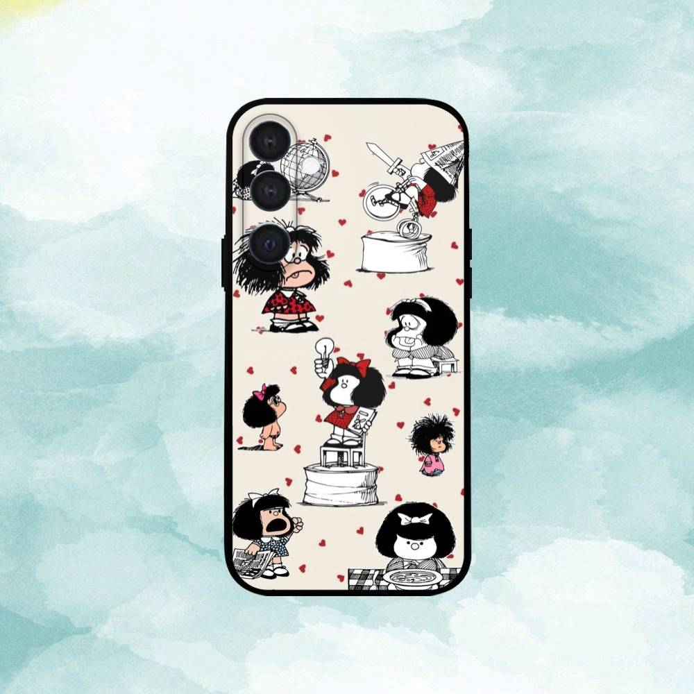 M-Mafalda World Peace Phone Case For Samsung A73,72,71,A52,51,40,41,A22,A32,31,A13, Soft Black Shell