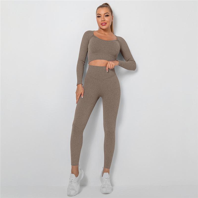 Seamless Knit Thread Peach Hips V Waist Yoga Pants High Spring Sports Running Fitness Wear