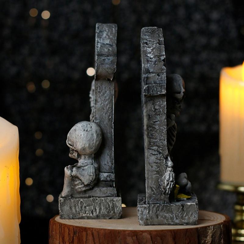 Halloween Decorations Scary Skeleton Tombstones Figurines Tombstones Statues Sculptures for Yard Lawn Decorations