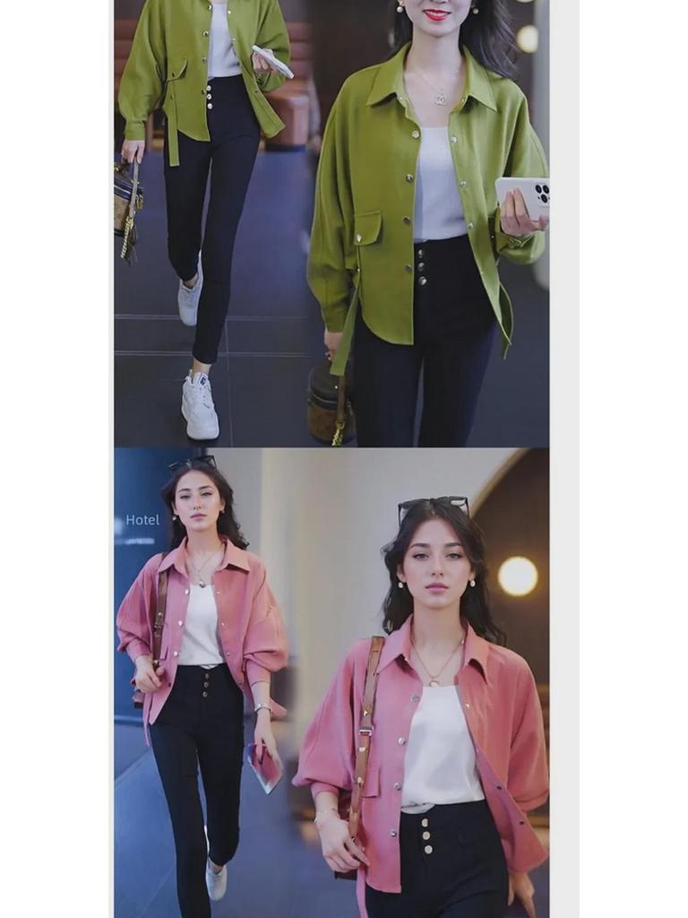 Women's 2025 Spring/Autumn High-End Loose Bat Sleeve Cardigan Top