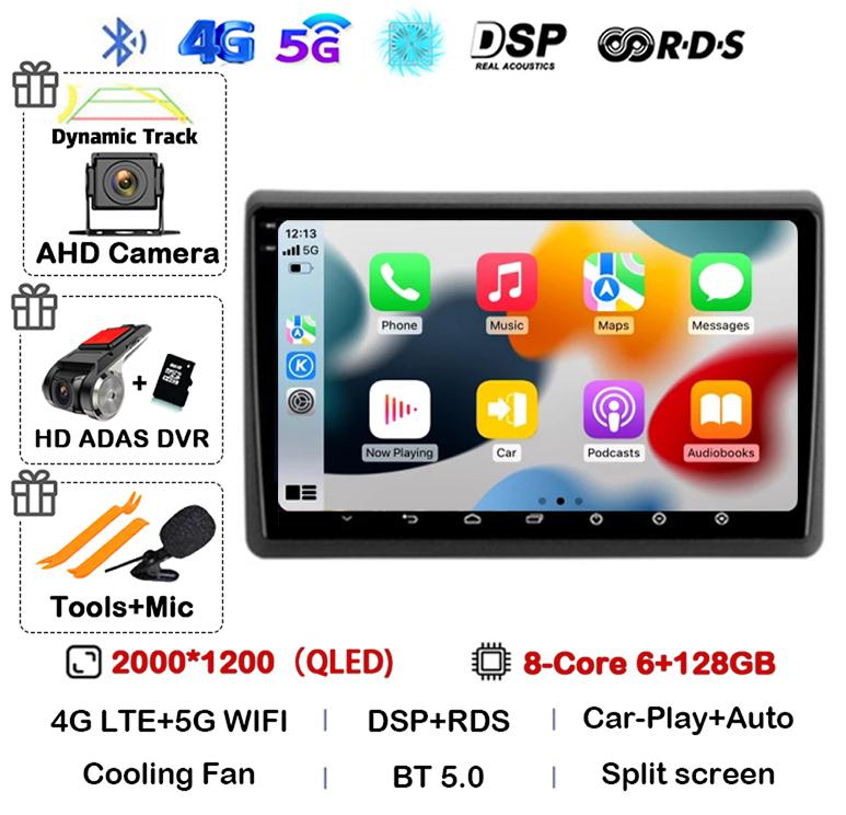 Android 14 Carplay Auto Car Radio Multimedia Player For Renault Master Nissan NV400 Opel Movano 2010-2021 Stereo GPS Wifi+4G DSP