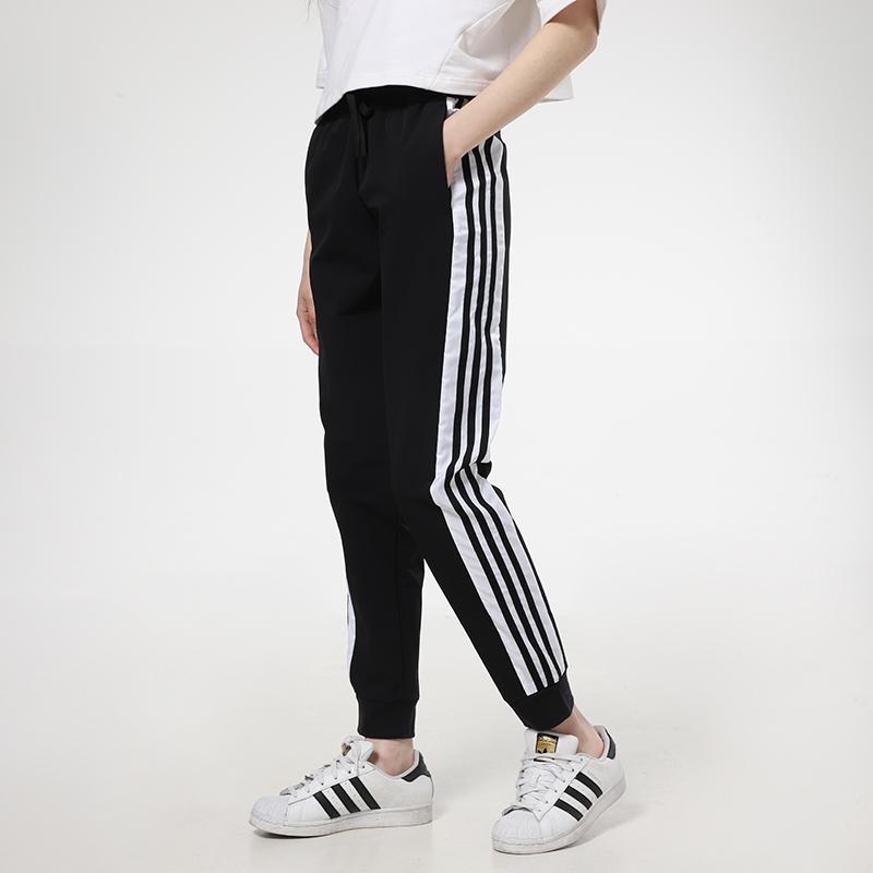 Adidas Casual Striped Loose Knit Sweatpants Women Bottoms Black GT4408